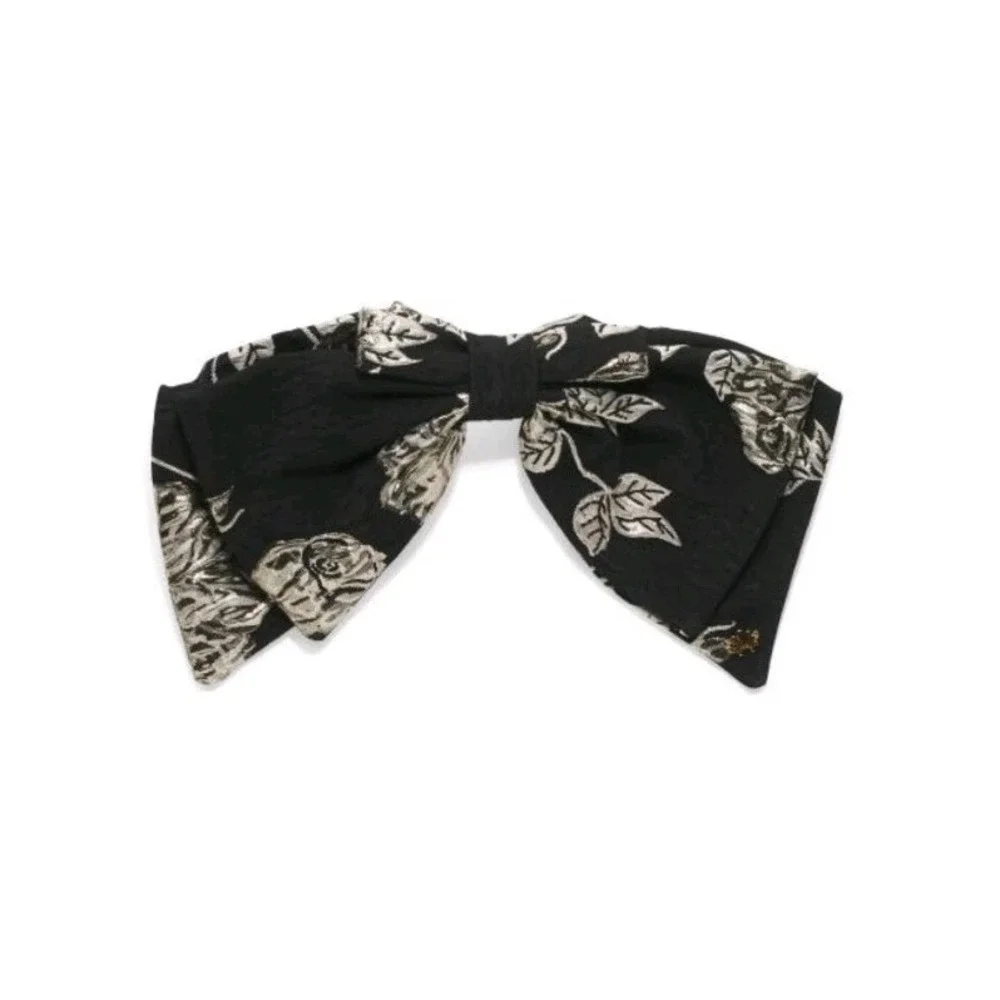 Lele Sadoughi Elizabeth Floral Jacquard Barrette Color Jet NWT $85